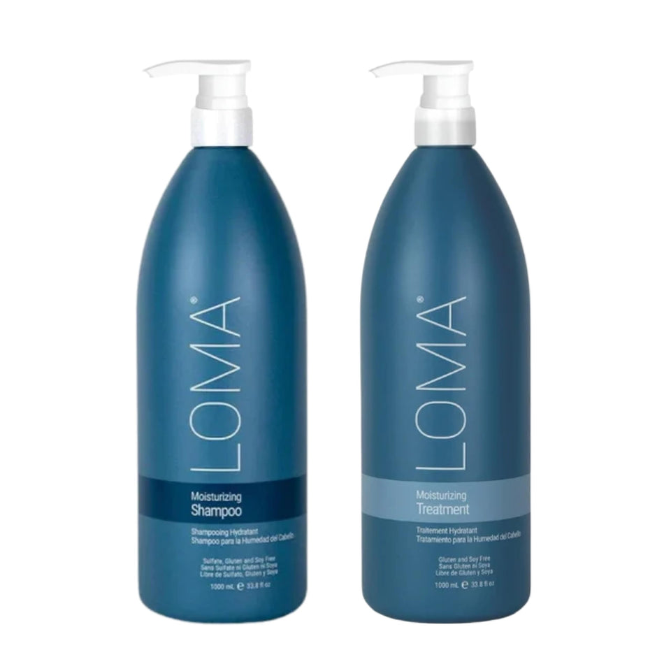 Loma duo front packaging showing both shampoo and treatment, visibly hydrating
