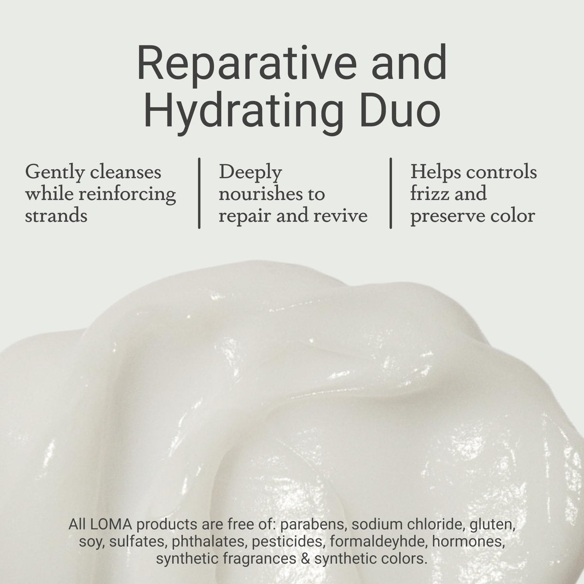 LOMA label ingredients closeup highlighting Aloemoist Complex and organic components