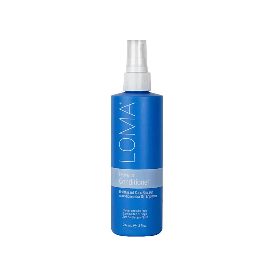 Loma leave-in conditioner front packaging showing bottle and pear scent — lightweight hold