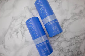 Loma leave-in conditioner texture on fine hair after spray showing added volume and separation