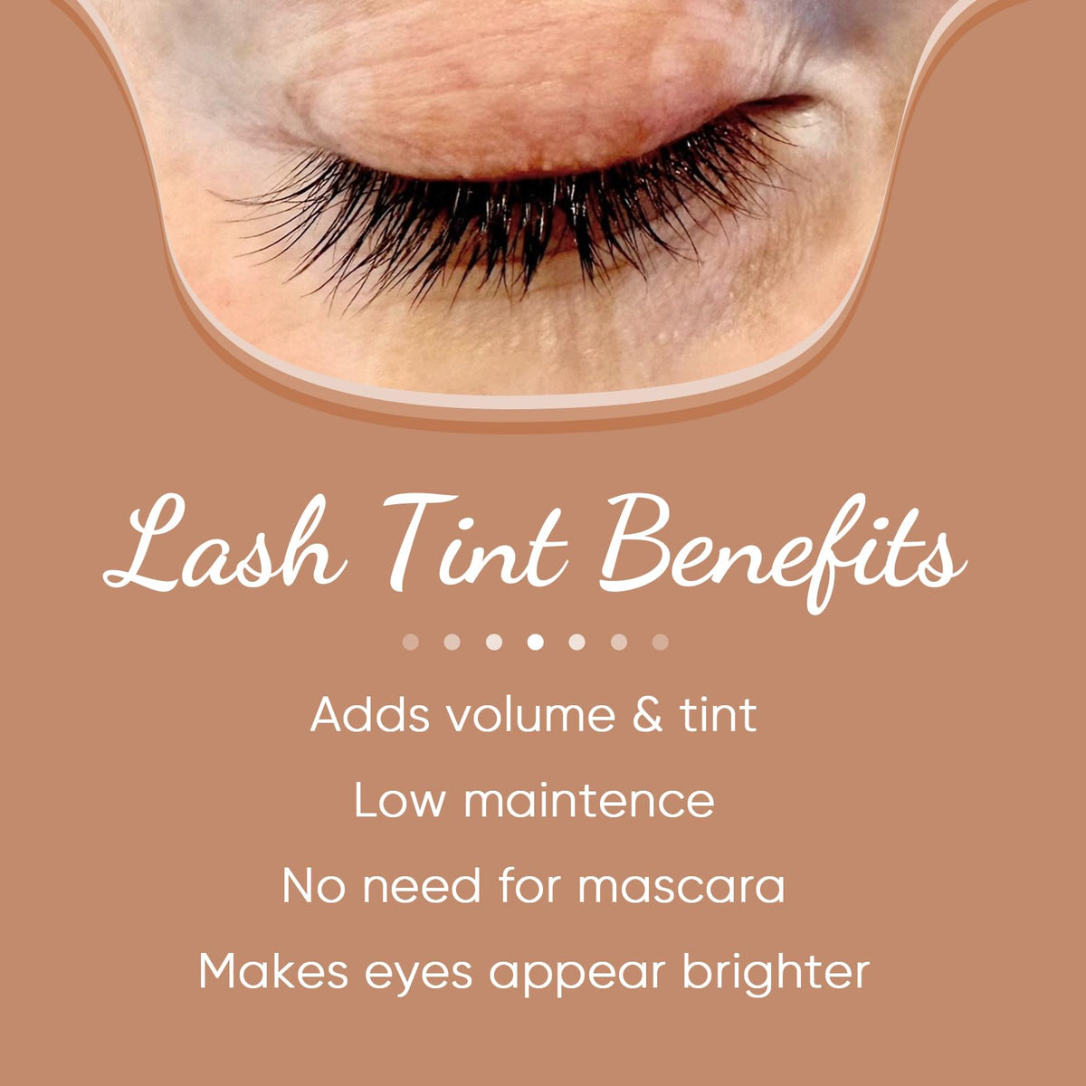 Lomansa tint applied to model lashes illustrating quick salon-style finish