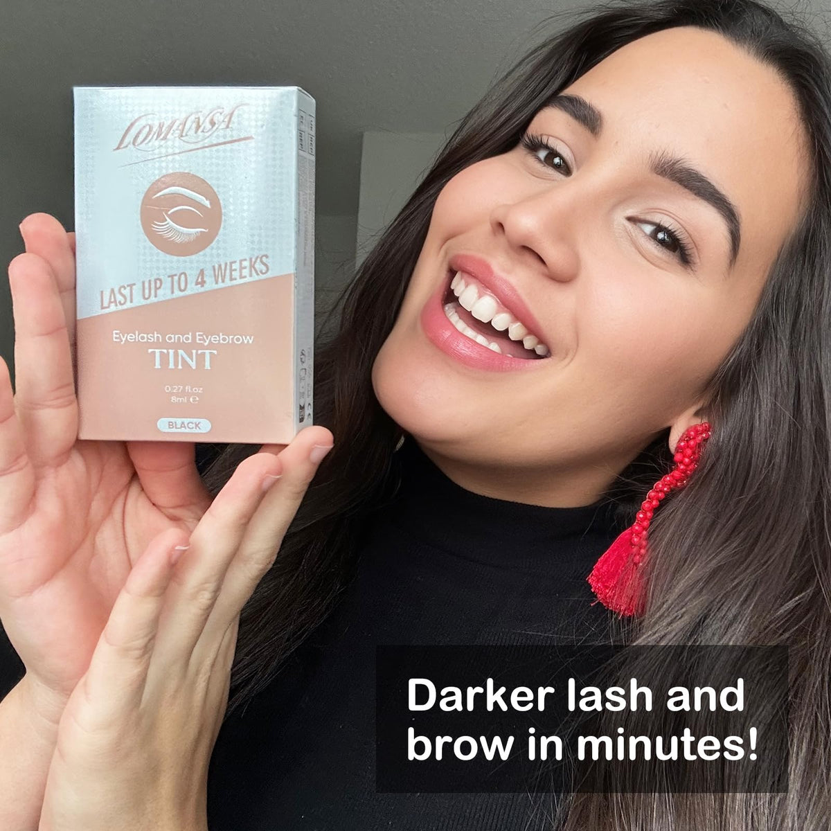 Lomansa before and after eyelashes showing fuller darker lashes
