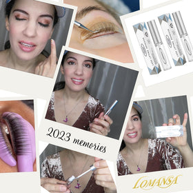 Lomansa adhesive used during brow lamination to align hairs neatly