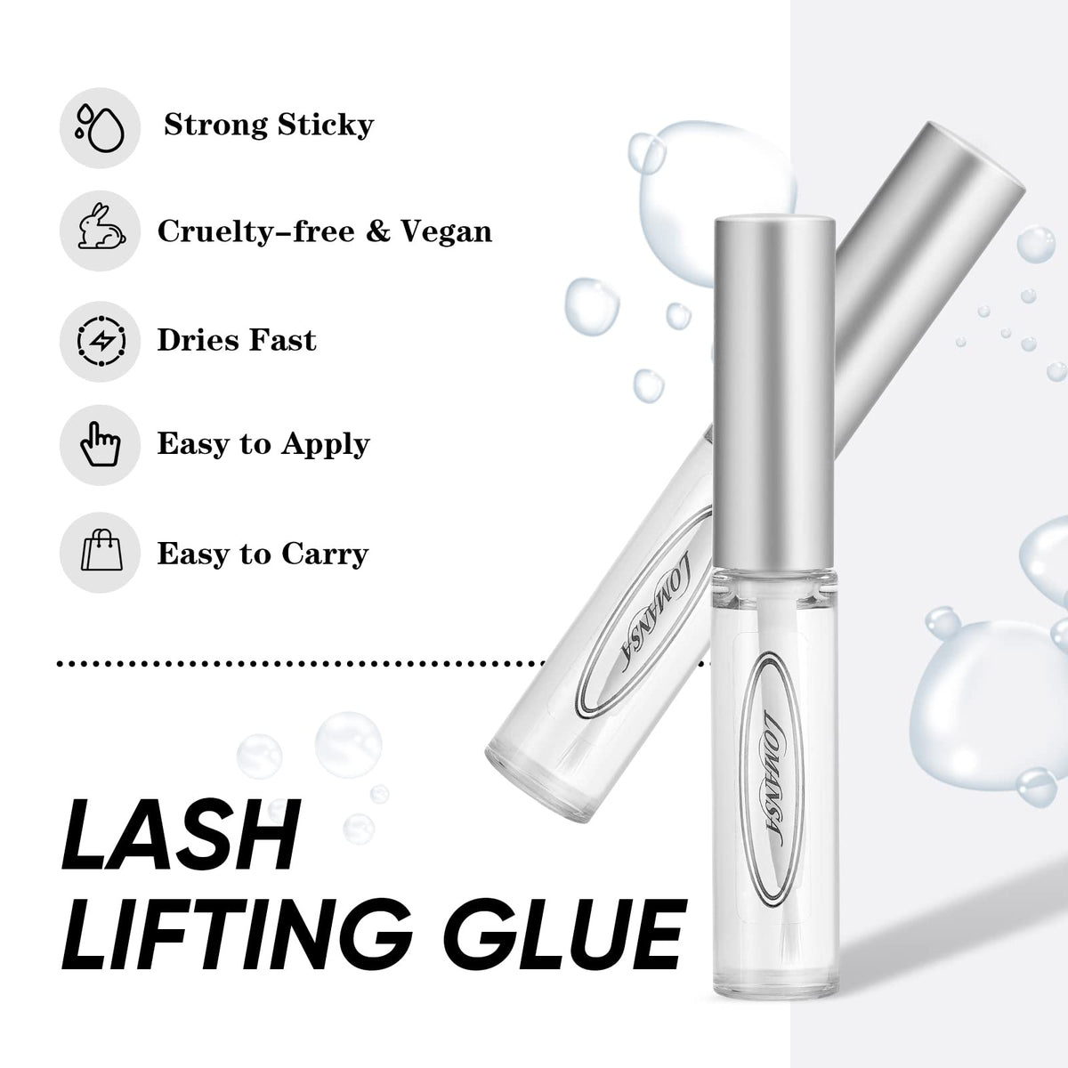 Lomansa glue texture drop on surface demonstrating fast-tack consistency