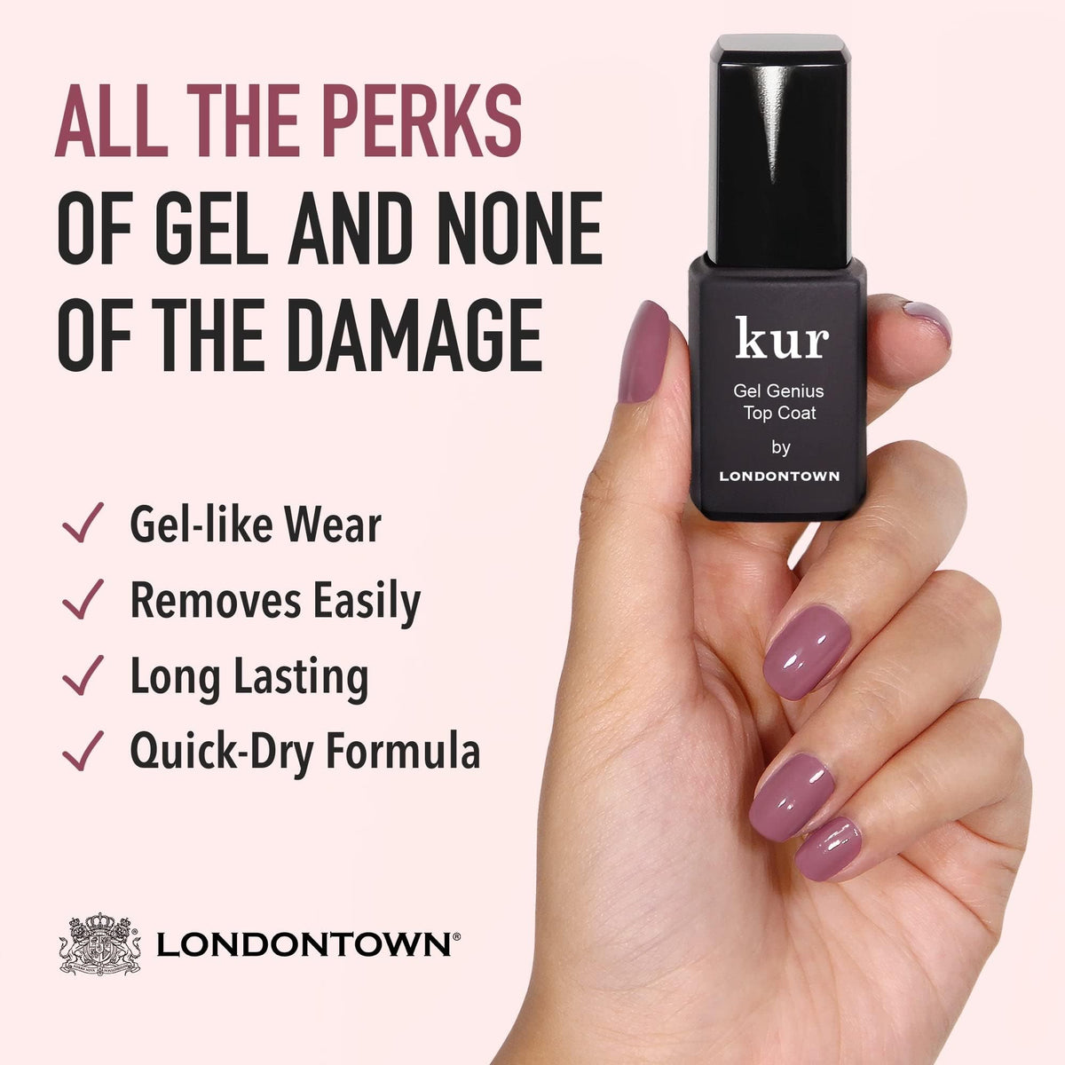 LONDONTOWN application close-up on fingertip showing easy smoothing benefit