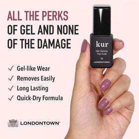 LONDONTOWN application close-up on fingertip showing easy smoothing benefit