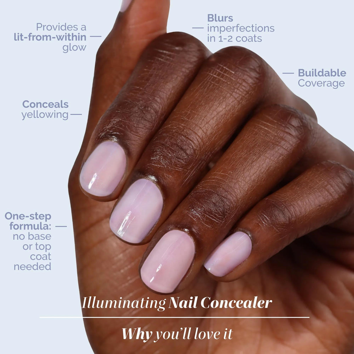 LONDONTOWN milky polish texture close-up revealing luminous, non-chalky finish
