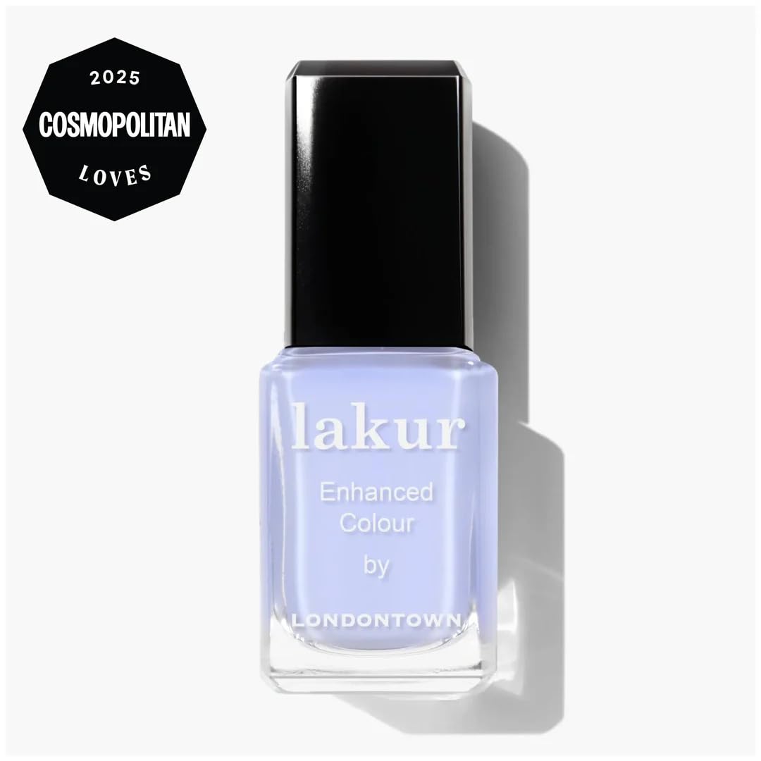 LONDONTOWN brush stroke of Cloud Nine blue demonstrating smooth, streak-free application