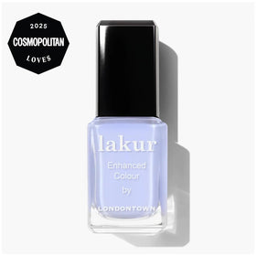 LONDONTOWN brush stroke of Cloud Nine blue demonstrating smooth, streak-free application