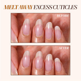 LONDONTOWN before and after nails showing cleaner cuticle lines and polished look