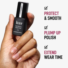 LONDONTOWN application on nail swatch demonstrating smooth finish benefit