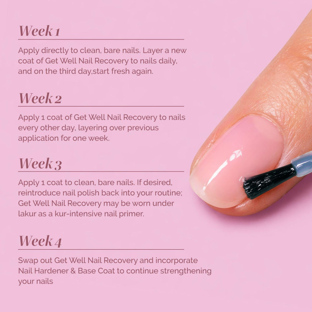 LONDONTOWN product applied to natural nail demonstrating strengthening and smoothing effect
