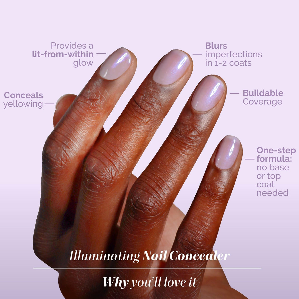 LONDONTOWN milky lavender texture swatch demonstrating sheer coverage