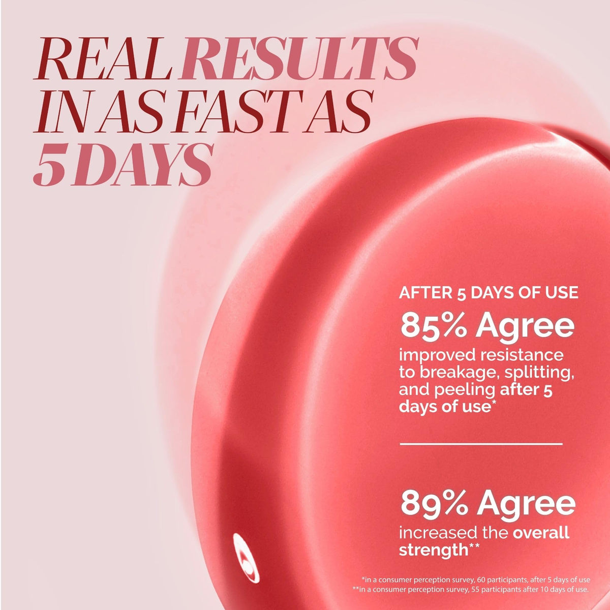 LONDONTOWN side-by-side nail before and after illustrating stronger nails benefit
