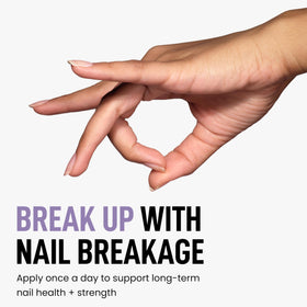 LONDONTOWN close-up of strengthened nail plate, illustrating reduced splitting benefit