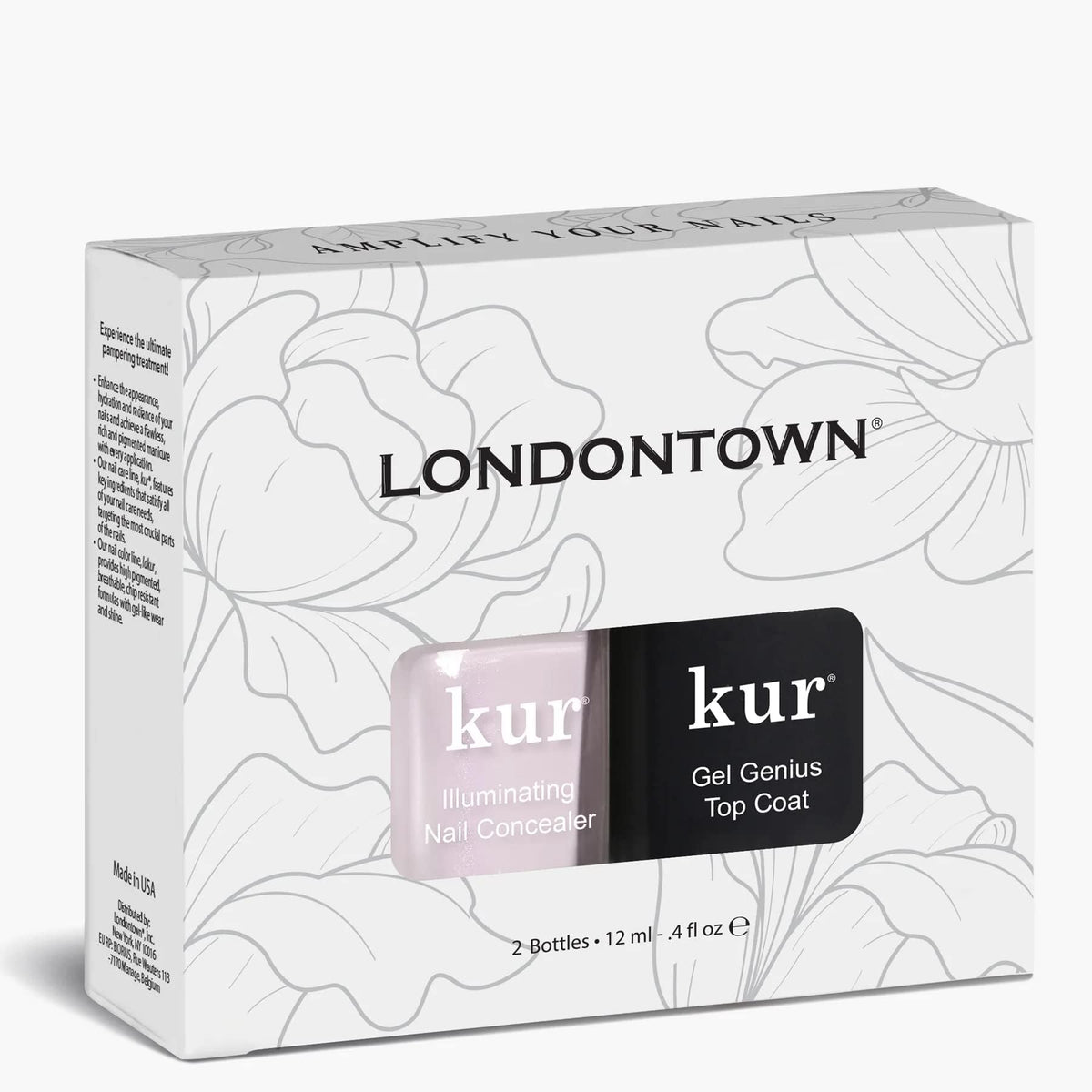 LONDONTOWN bottles by hand for scale showing compact travel-ready benefit
