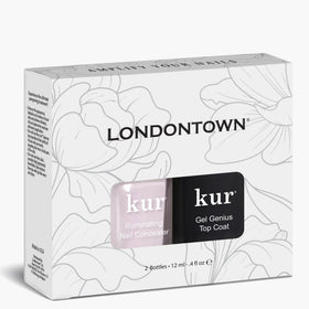 LONDONTOWN bottles by hand for scale showing compact travel-ready benefit