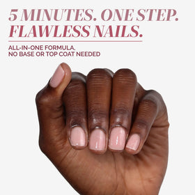 LONDONTOWN swatch on fingertips revealing sheer rosy finish benefit