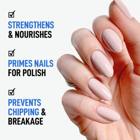 LONDONTOWN translucent texture swipe on nail displaying thin protective finish