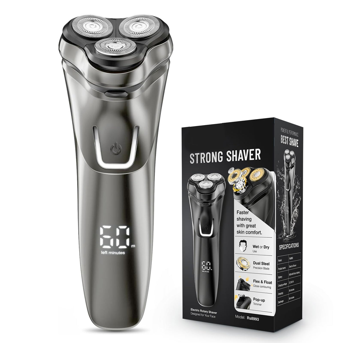 LONKEEN shaver front angle showing ergonomic design and precise grooming benefit