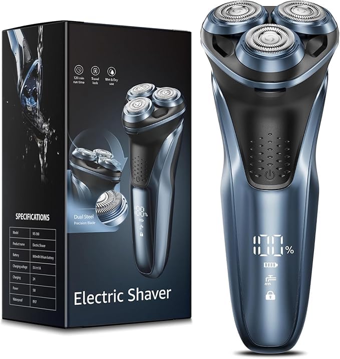 LONKEEN front view midnight blue razor showing sleek design and portability