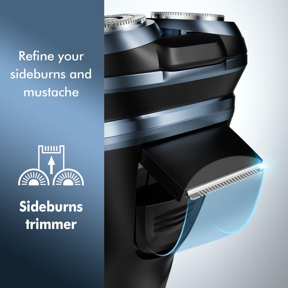 LONKEEN pop-up trimmer action trimming beard edges for precise grooming