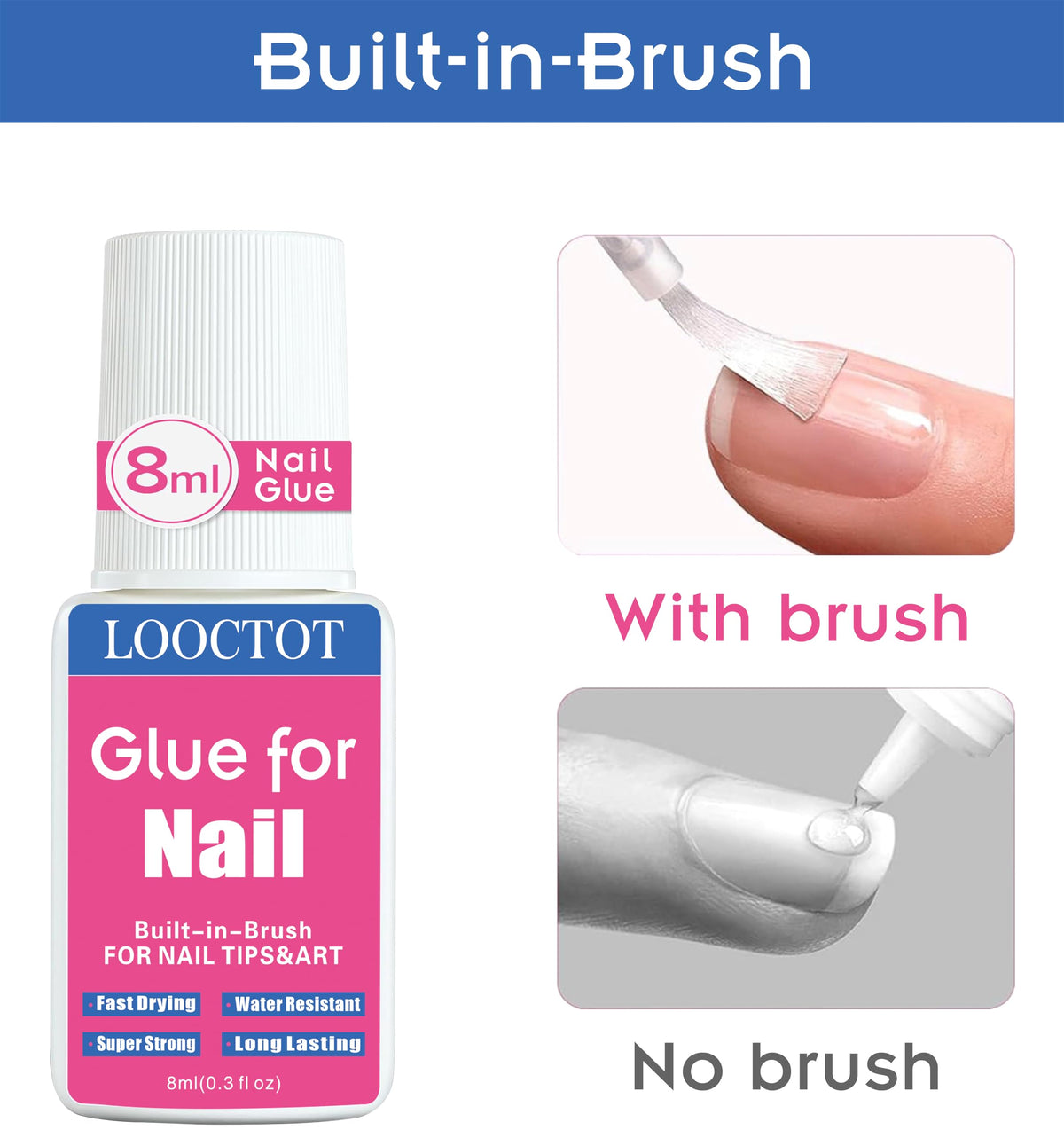 LOOCTOT brush-on applicator applying glue evenly for neat results