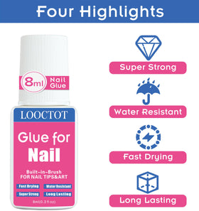 LOOCTOT glue in use securing press-on nail for quick application