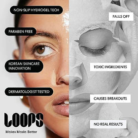 LOOPS detox mask applied on face reducing congestion with cooling comfort