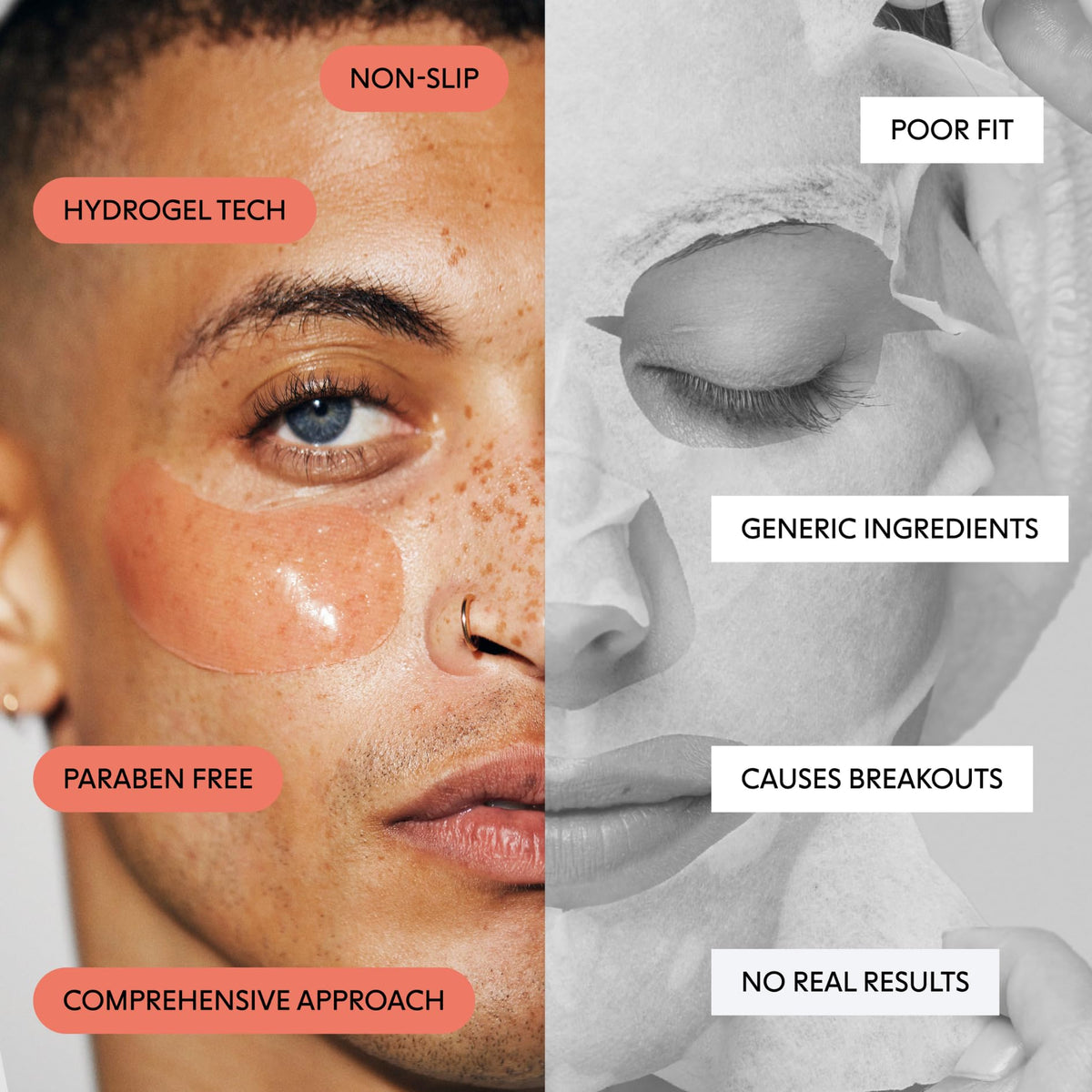 LOOPS mask with visible serum droplets emphasizing intense hydration
