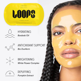 LOOPS mask in a nighttime routine scene illustrating quick ten-minute boost