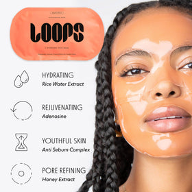 LOOPS two-piece mask on model showing adjustable fit for all face shapes