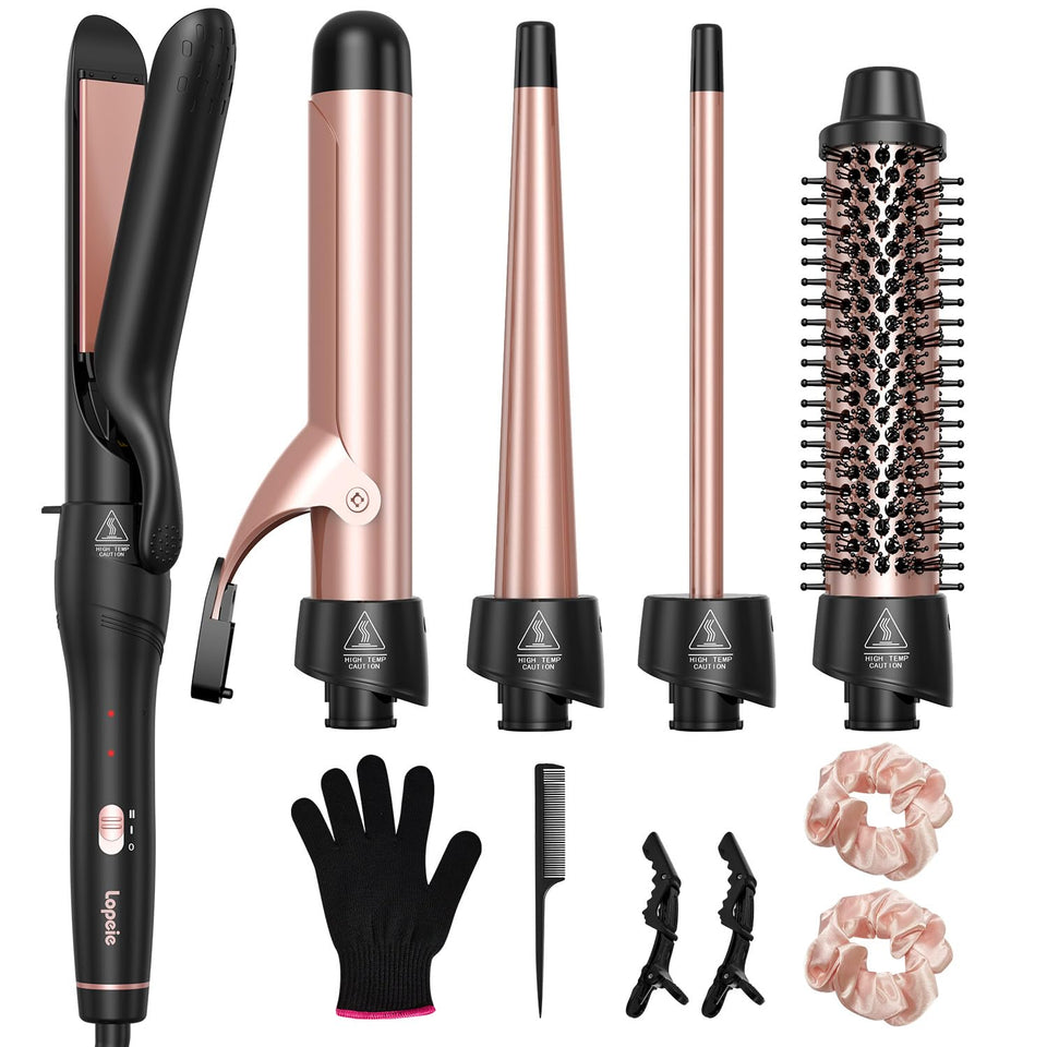 Lopeie front view of full 5-in-1 styling set showing all attachments and base