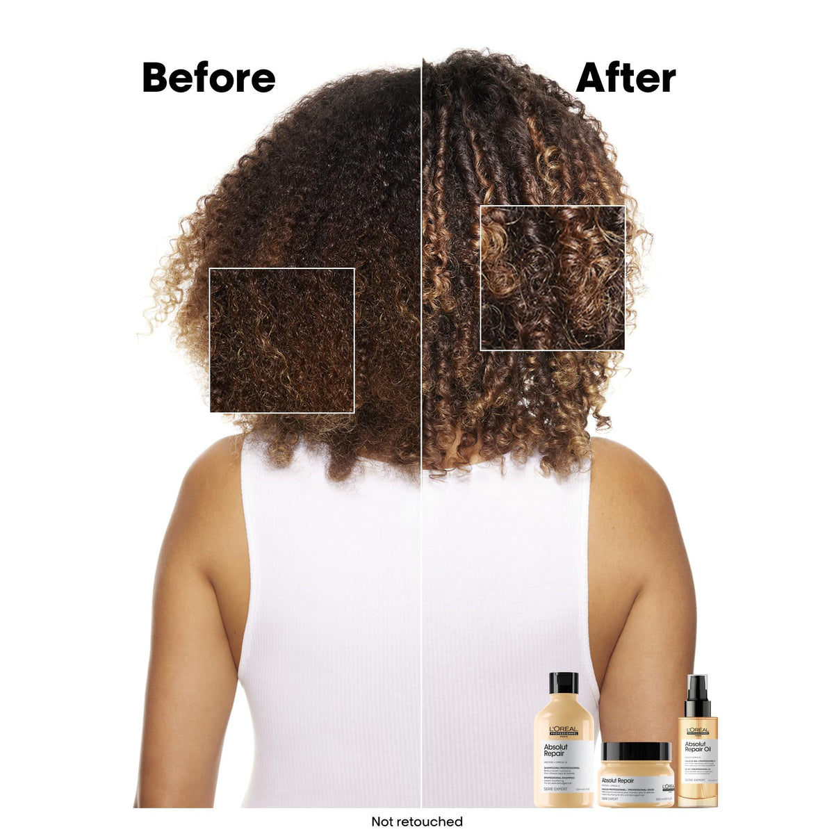 L'Oréal Professionnel Paris applying oil to hands and hair for detangling benefit