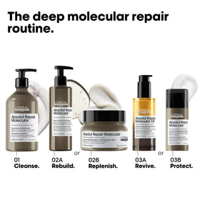L'Oréal Professionnel bottle next to hand showing product scale
