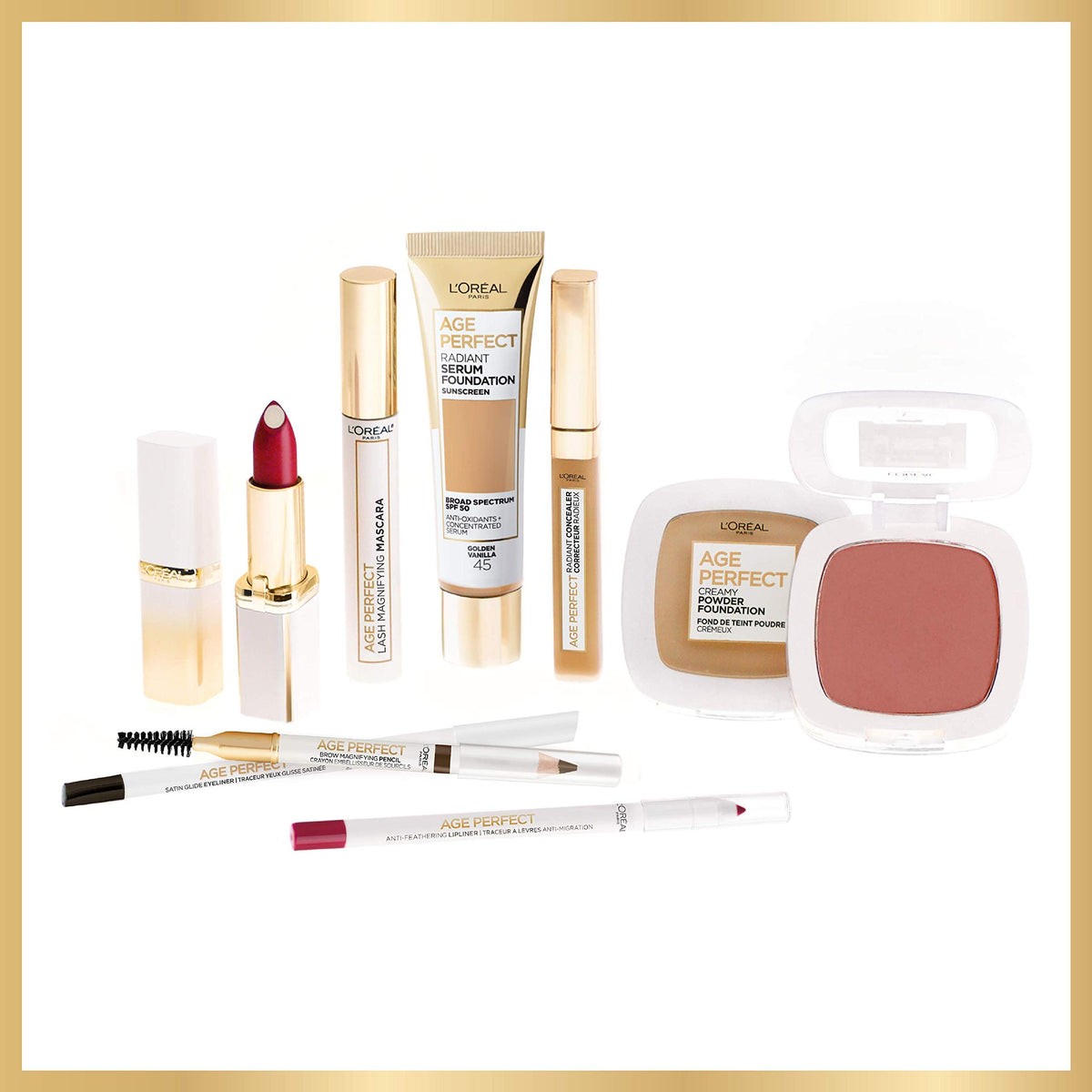 L'Oreal Paris lifestyle mirror shot showing radiant mature-skin result