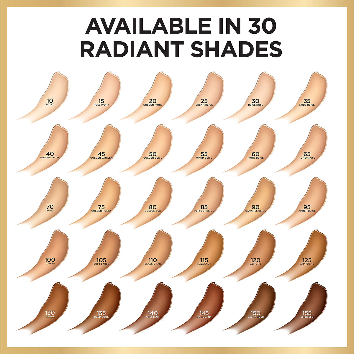 L'Oreal Paris foundation droplet on hand demonstrating buildable coverage benefit