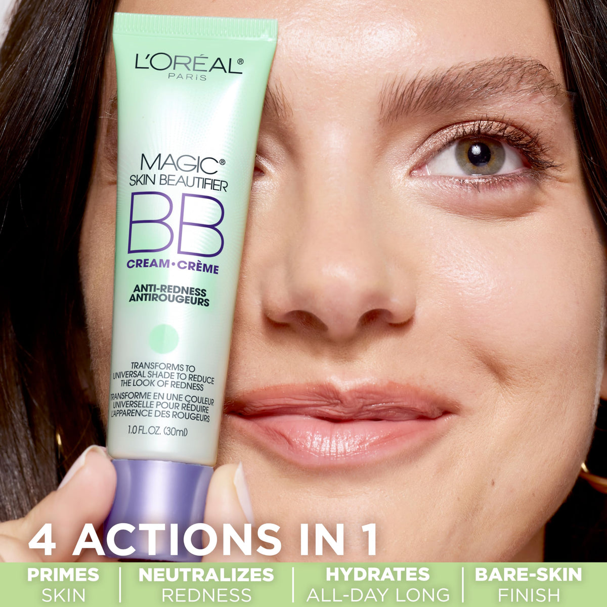 L'Oréal Paris close-up of BB cream texture highlighting smooth, lightweight formula