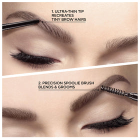 L'Oreal Paris close-up of ultra-fine tip drawing precise hair-like strokes
