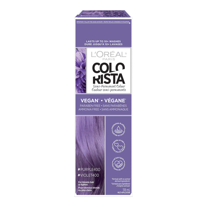 L'Oreal Colorista purple front packaging showing vibrant shade and product benefits