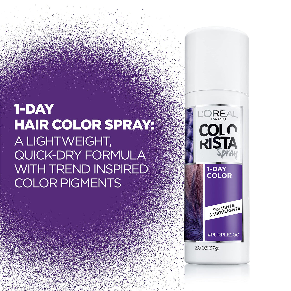 L'Oreal Colorista purple used at a festival showing playful temporary color