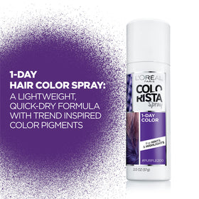 L'Oreal Colorista purple used at a festival showing playful temporary color