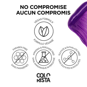 L'Oreal Colorista purple displayed with clear mixer and palette for customizable tones