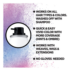 L'Oreal Colorista spray action mid-air demonstrating easy application benefit