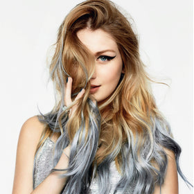 L'Oreal Colorista silver spray texture close-up demonstrating metallic pigment payoff and shine