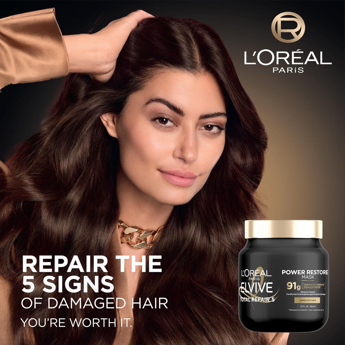 L'Oreal Paris Elvive beside shampoo and conditioner for a complete routine