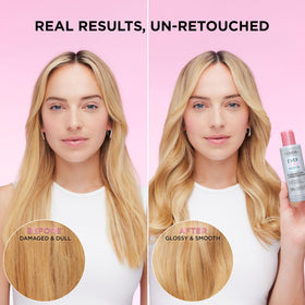 L'Oreal Paris before and after hair showing increased glass-like shine