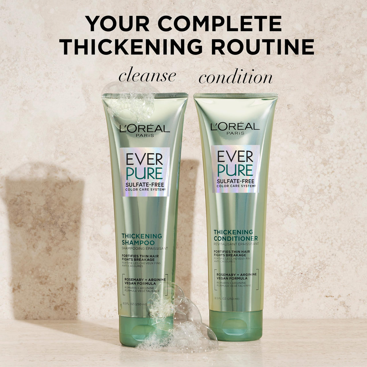 L'Oreal Paris conditioner applied to ends for smoother, fuller-looking hair