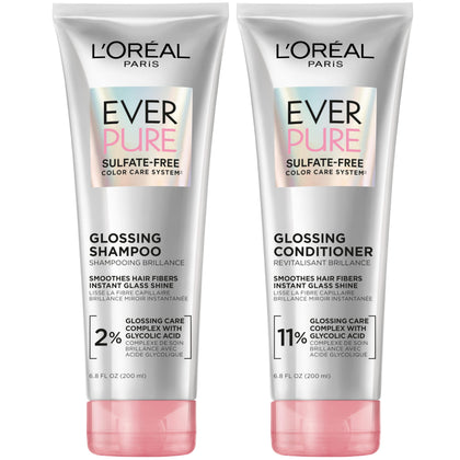L'Oreal Paris front packaging showing EverPure Glossing set for glossy hair