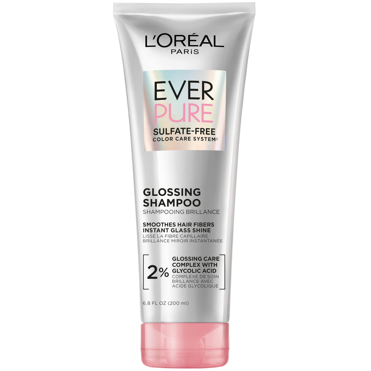 L'Oreal Paris EverPure front packaging shows the 6.8 fl oz bottle and benefit labeling